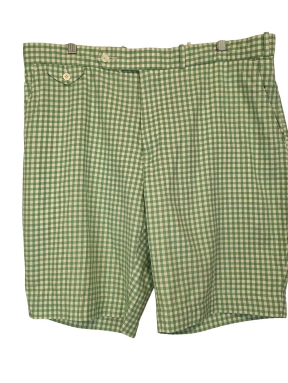 VTG Polo Ralph Lauren Shorts Green Gingham Check Preppy Coastal Old Money SZ 40